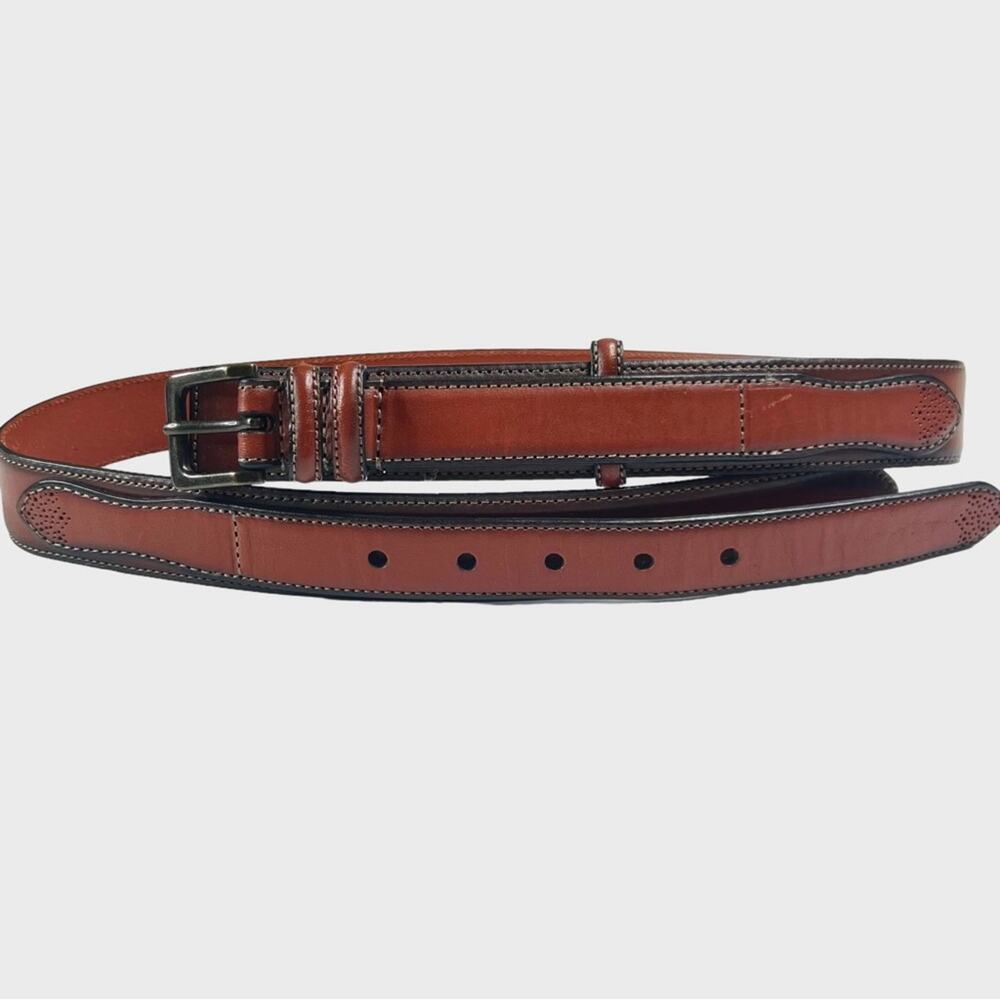 Cabela's Outfitter Series Leather Ranger Belt Size 34 Brown Double Loop Gorpcore